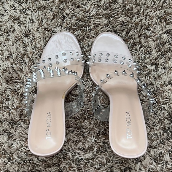 Pink Nude Round Toe Studded Heel - Picture 8 of 9